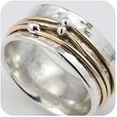 925 Sterling Silver Two-Tone Vintage Ring – Unique Stackable Loop Design, Fashionable Boho Chic Statement Jewelry for Women Size 6