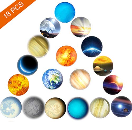 18pcs Refrigerator Magnets,Beautiful Glass Planetary Fridge Magnets,1.18 inches Diameter Round Fridge Stickers,Practical Office Magnets,Calendar Magnet,Whiteboard Magnets,Prefect Decorative