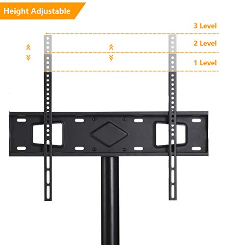 5Rcom Rolling Wood Entertainment TV Stands with Swivel Mount and Height Adjustable for Most Flat/Curved Panel TVs from 32 to 65 Inch, Sturdy and Durable, Walnut - Thumbnail 3