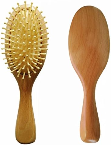 DearyHome Natural Wood Hair Brush with Wooden Bristles and Comb for women Hair detangling & Anti Static