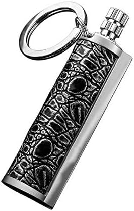 Amara Multifunction Keychain,Refillable Kerosene Oil Lighter,10000 ignition sparks,Flint Fire Starter,Cylindrical textured leather Waterproof,parties, business gifts（2 pce）,Black