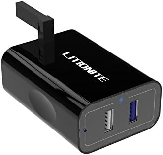 Litionite® Dash 30W USB Wall Charger with 2 Smart Ports - QUICK CHARGE 3.0 Technology + SMART CHARGE - Quick Charge Station, Portable Smart Travel/Home Charger for Smartphones and Tablets (2X Ports)