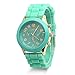 Estone Classic Womens Girls Geneva Silicone Jelly Gel Quartz Analog Sports Wrist Watch (Acid Blue)