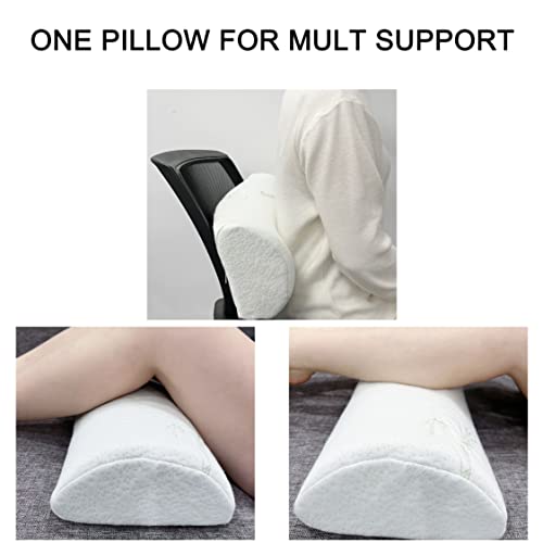 WIJIATA 2PK Bamboo Half Moon Cervical Roll Cylinder Bolster Pillow Memory  Foam Pillow for Sleeping Ergonomic