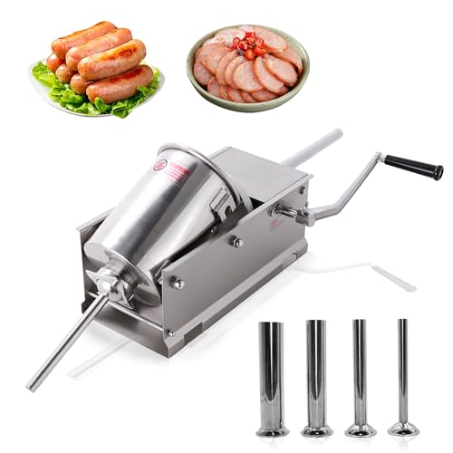 Hakka Sausage Stuffer 2 Speed Stainless Steel Vertical Sausage Maker (7Lb/3L(Horizontal))