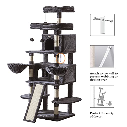 Amolife Heavy Duty 68 Inch MultiLevel Cat Tree, King/XLarge Size Cat