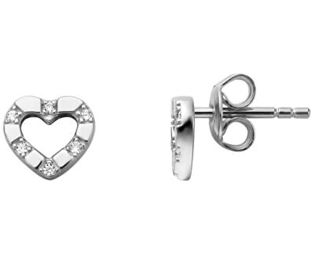 Esprit Mylove ESER01351100 Women's Stud Earrings Heart Silver White Zirconia, Sterling Silver, Cubic Zirconia