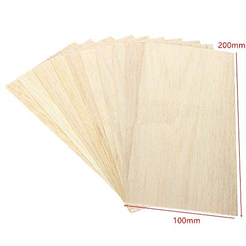 LTKJ 10pcs Wooden Plate Model Balsa Wood Sheets for DIY House Ship Aircraft Light (200x100x1.5mm) - Thumbnail 5