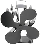 Boone Hearth Heat Powered 4 Black Blade Stove Fan From for Wood Stoves, FREE Stove Thermometer Included