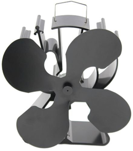 Boone Hearth Heat Powered 4 Black Blade Stove Fan From for Wood Stoves, FREE Stove Thermometer Included