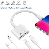 Lighting Splitter Adapter ebasy 2-in-1 Dual Lighting Headphone Audio and Charge Adapter,Compatible Phone 7/8 / X /7 Plus /8 Plus / XS / XR / MAX.(Compatible iOS 11, iOS 12)-White