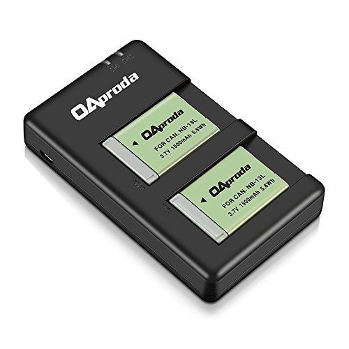 OAproda 2 Pack Fully Decoded NB-13L Battery with Rapid Dual USB Charger for Canon PowerShot G7 X Mark II, SX720 HS, SX740 HS, SX730 HS, SX620 HS, G5 X, G5 X Mark II, G7 X, G7 X Mark III, G9 X Mark II