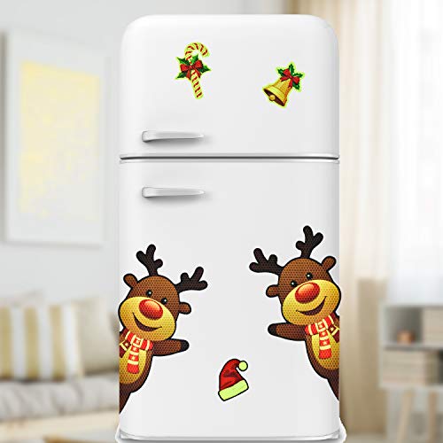Bright Reflective Merry Christmas car Magnet Decorations Set,Jumbo Waving Reindeer Car Magnet Reflective Decal for Car Fridge Garage Mailbox Vehicle Truck Xmas Holiday Décor(Waving Reindeer), 5pack - Thumbnail 5