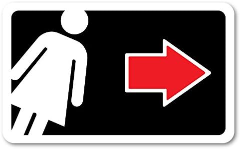 Grafken: GR1415 Plastic Sign Small 5 in x 3 in: RESTROOMS ICON-Women Style 2. Arrow Right