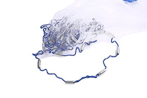 Ouzong Saltwater Fishing Cast Net for Bait Trap Fish with 40 Feet Handline 3/8inch Mesh Size 8ft Radius