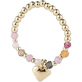 Crymystal Boho Crystal Bead Stretch Ring Beaded Stackable Ring Gemstone Bead Elastic Finger Ring Rainbow Bead Elastic Ring Handmade Stacking Ring Jewelry for Women and Girls Gifts