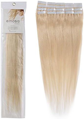 Emosa 16 Inch Color 613 Light Blonde Tape in Premium Remy Human Hair Extensions 40 Pieces Set 100g Weight Straight Women Beauty Salon Style Design