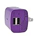 Bpuls 10.5 Watt Dual 2.1A/1A USB Wall Charger Adapter with Foldable Plug and UL Certified for iPhone iPad etc (Purple)
