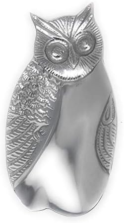 IHI Textured Aluminum Owl Tabletop Serving Dish Catchall Tray, 6.5 Inches Long
