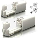 Ear Piercing Gun, 2 Pack Self Ear Piercing Gun Earring,No Pain Easy Use Disposable Ear Piercing Gun Kit with Alcohol Pad and