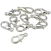 LASSUM 100 Pcs Stainless Steel Lobster Claw Clasps 7x12mm Silver Plated Lobster Claw Clasps for Jewelry Necklaces Bracelet Making