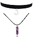 Moon Handmade Hexagon Natural Stone Choker Necklace Girls Velvet Chokers 2 Pack