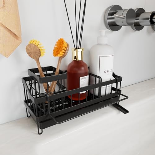 iHomara Kitchen Sink Organiser, Sponge Holder, Sink Organiser, Stainless Steel, Washing Up Liquid Holder, Sink Caddy Kitchen Organiser, Kitchen Organisation, Sink, Sink Utensils Storage