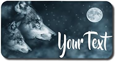 Two Wolves and Moon Personalized License Plate Sublimation Printed