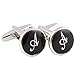 HJ Men's 2PCS Rhodium Plated Cufflinks Silver Initial Letter Shirt Wedding Business 1 Pair Set Black A