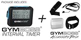 Gymboss Interval Timer and Stopwatch + Gymboss Accessory Pack Kit (Black w/ Blue Buttons)