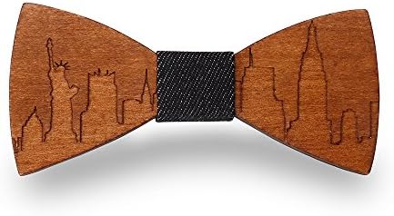 KOOWI Men's Wooden Bow Tie Creative Handmade Wood Necktie Creative Gift (One Size, A)