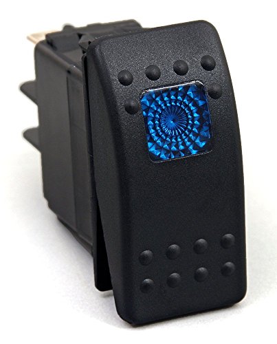 Amarine Made 12v 20 Amp Waterproof Blue LED On/Off Boat Marine SPST 3P Rocker Switch with Light