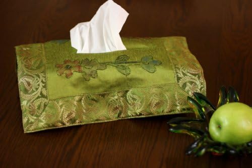 Hand Painted Deluxe Floral Tissue Box Cover (Citrus Green)