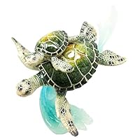 Ky & Co YK Marine Ocean Sea Turtle with Hatchling Baby Swimming Over Coral Figurine 7.5" H