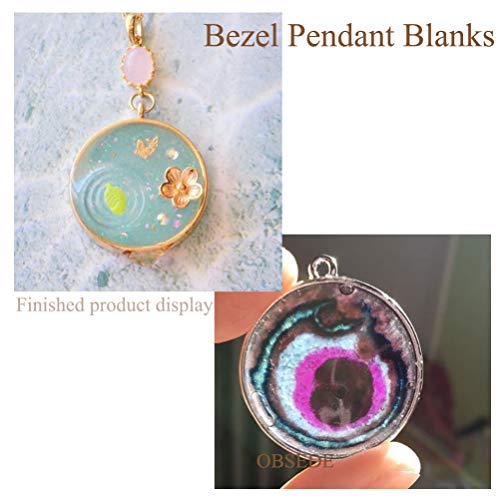 OBSEDE Round Open Bezel Pendants Charms Resin Molds for Jewelry Findings Pressed Flower Frame Hollow Trays 25mm 30pcs