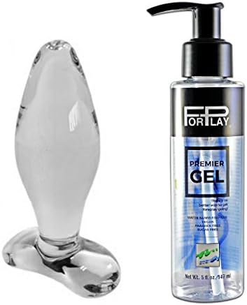 New Spartacus Blown Non-porous Glass Small 4" Clear and Premium Water-based Personal Lubricant 5 Oz Forplay Premier Gel