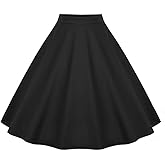 Women 50s Vintage Polka Dot A Line Pleated Midi Skirt Floral Cherry Cocktail Swing Skirt High Waist Knee Length Flared Skirt