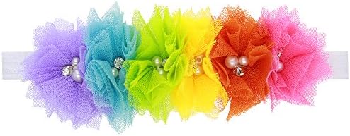 Ivysan Babygirls Headbands Elastic Rainbow Flower Headdress