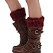 Womens Fur Trim Boot Cuff Top Cover Leg Warmers Red