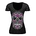 ONEMORES(TM) New Summer Women Punk Style Skull Print Shirt Short Sleeves V-neck Tank Top Cotton Casual Tops Shirt