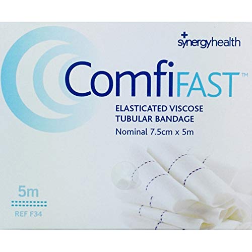 COMFIFAST Elasticated Viscose Tubular Bandage Blue Lines 7.5CMX5M (for Large Limbs) - 7.5CMX5M