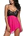 Avidlove Women Sexy Babydoll Lingerie Set Sheer Lace Chemise Sleepwear Fushcia XXL
