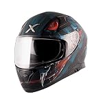 Axor Apex Venomous ISI ECE DOT Certified Full Face Dual Visor Helmet for Men and Women with Pinlock Fitted Outer Clear Visor and Inner Smoke Sun Visor Dull Black Blue(L)