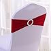 Gold Fortune 50PCS Spandex Chair Sashes Bows Elastic Chair Bands with Buckle Slider Sashes Bows for Wedding Decorations (Wine Red)