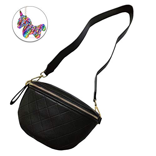 Woolala Womens Waist Bag Small Argyle Gnuine Leather Satchel Crossbody Purse