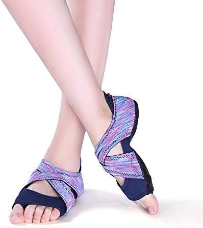 AiYoYo Non-Slip Yoga Shoes Open Toe 2 in 1 Organic Cotton Socks for Yoga, Pilates, Dance Sport Ballet