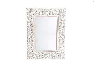 ESPEJO PARED MADERA TALLADA 45X60X3 BLANCO: Amazon.es: Hogar