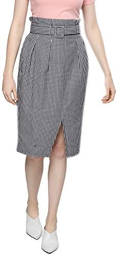 Women's Gingham Belted Skirt