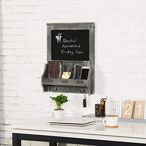 Mygift Rustic Graywashed Wood Wall Mounted Entryway Organizer Rack
