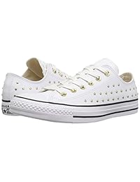 Converse CTAS Ox - Zapatillas para mujer, color blanco y dorado
